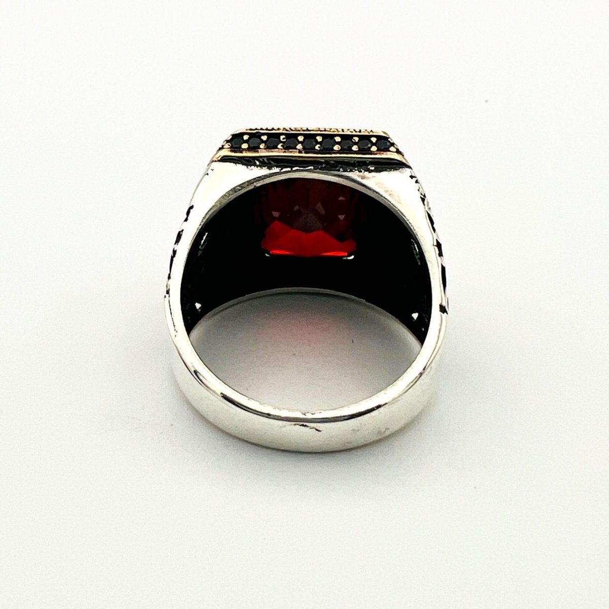 Men's Handmade Ruby Stone Silver Ring - TryAladdin