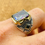 Men's Mystic Topaz Silver Ring - TryAladdin