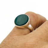 Men's Natural Green Gemstone Silver Ring - TryAladdin