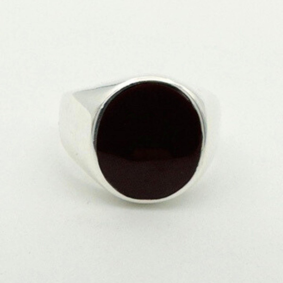 Men's Natural Oval Red Agate Silver Ring - TryAladdin