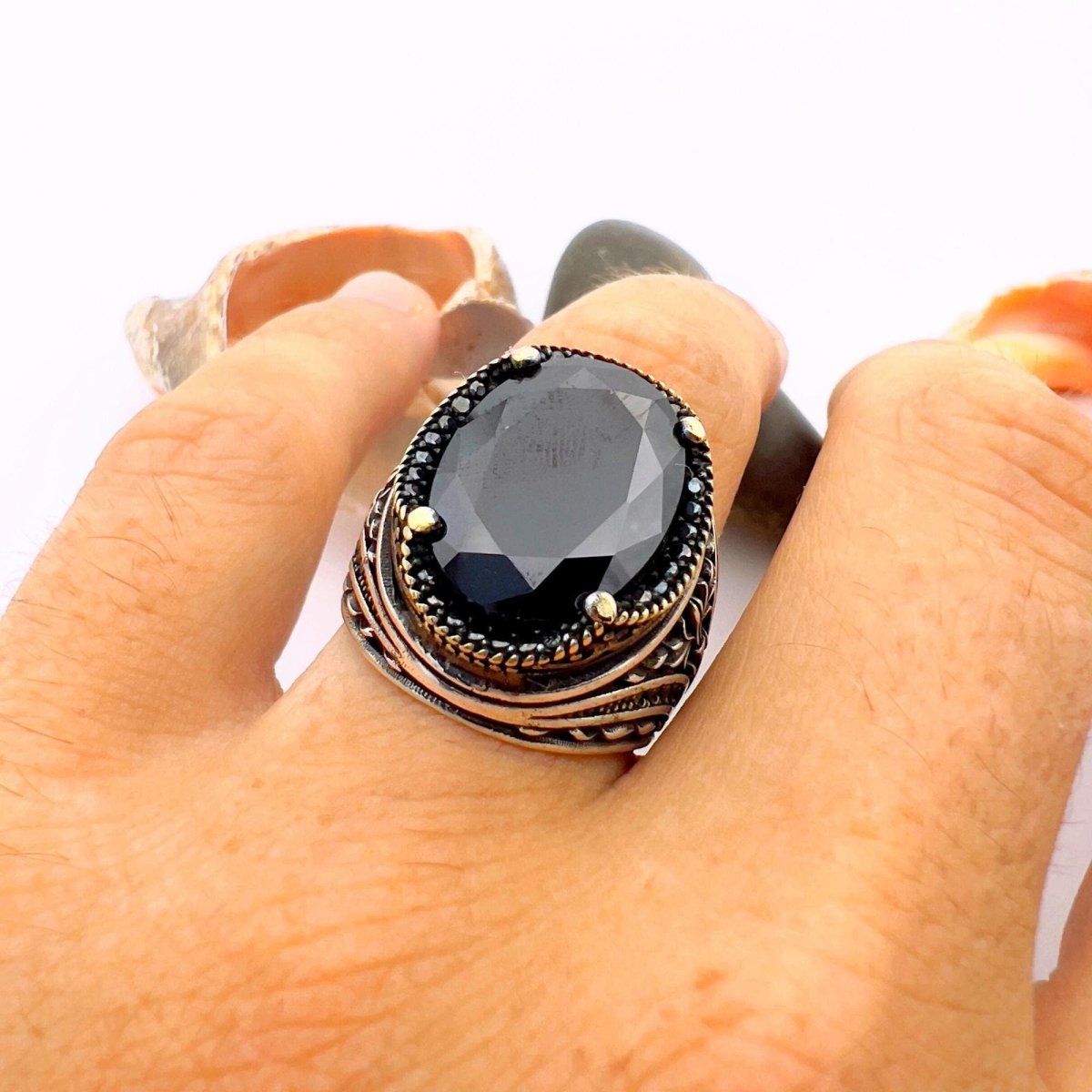 Men's Onyx Oval Stone Ring - TryAladdin