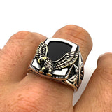 Men's Onyx Stone American Eagle Ring - TryAladdin