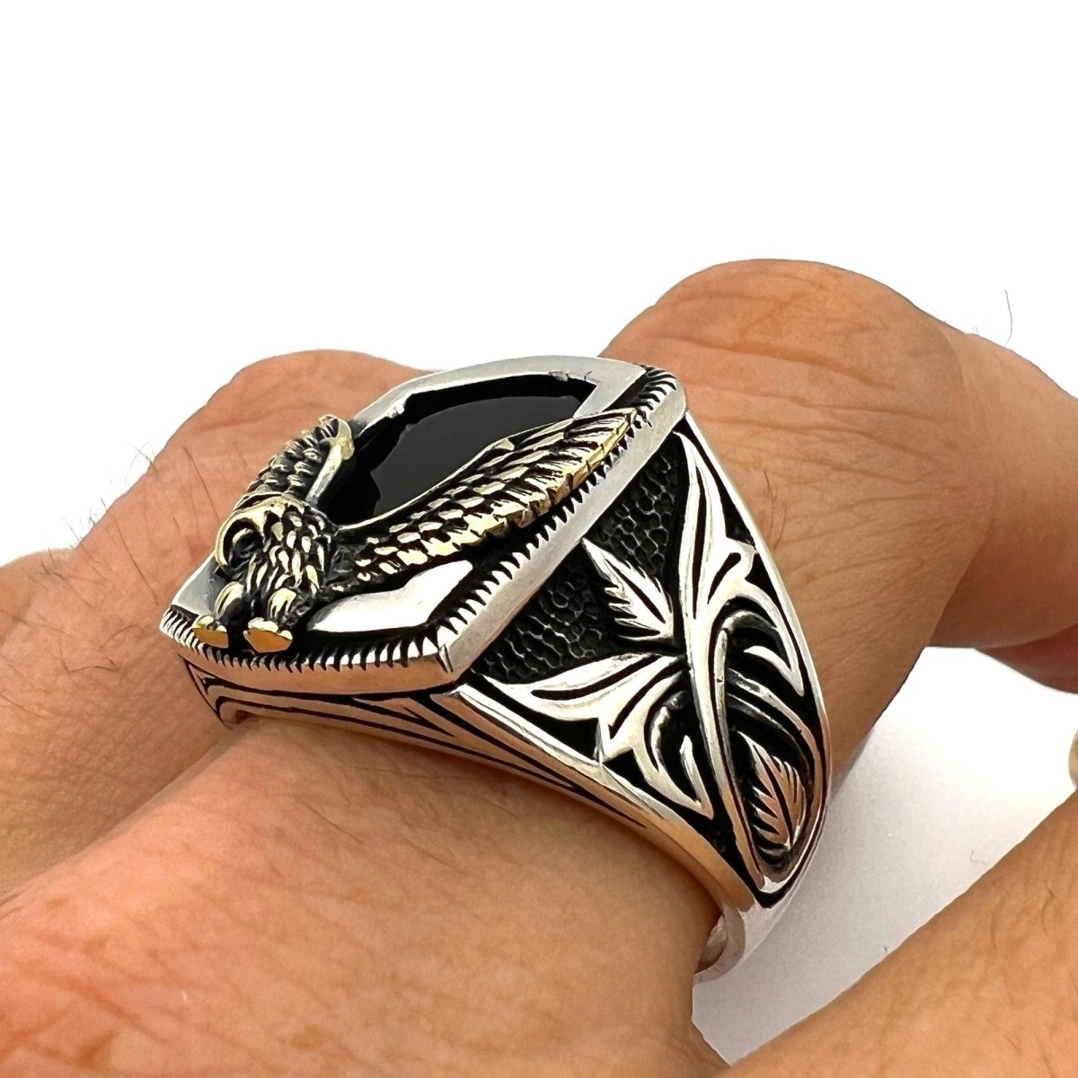 Men's Onyx Stone American Eagle Ring - TryAladdin