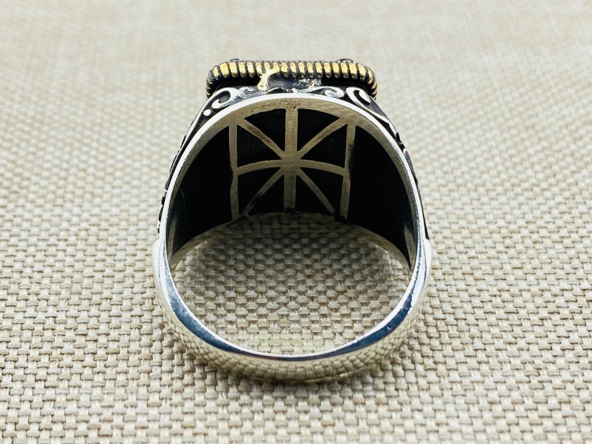 Men's Onyx Stone Black 925 Sterling Silver Ring - TryAladdin