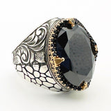 Men's Oval Onyx Silver Ring - TryAladdin