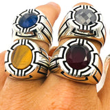 Men's Oval Tiger's Eye Silver Ring - TryAladdin