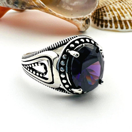 Men's Purple Amethyst Stone Ring - TryAladdin