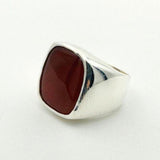 Men's Red Agate Gemstone Silver Ring - TryAladdin