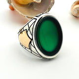 Men's Red Agate Silver Ring - TryAladdin