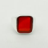 Men's Red Agate Silver Ring - TryAladdin