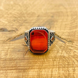 Men's Red Aqeeq Stone Ring - TryAladdin