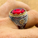 Men's Red Oval Agate Ring - TryAladdin