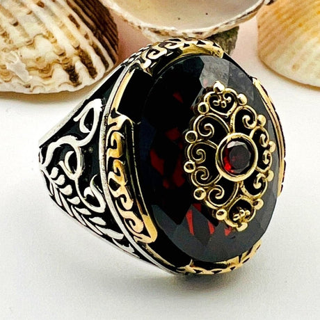 Men's Red Ruby Gemstone Ring - TryAladdin