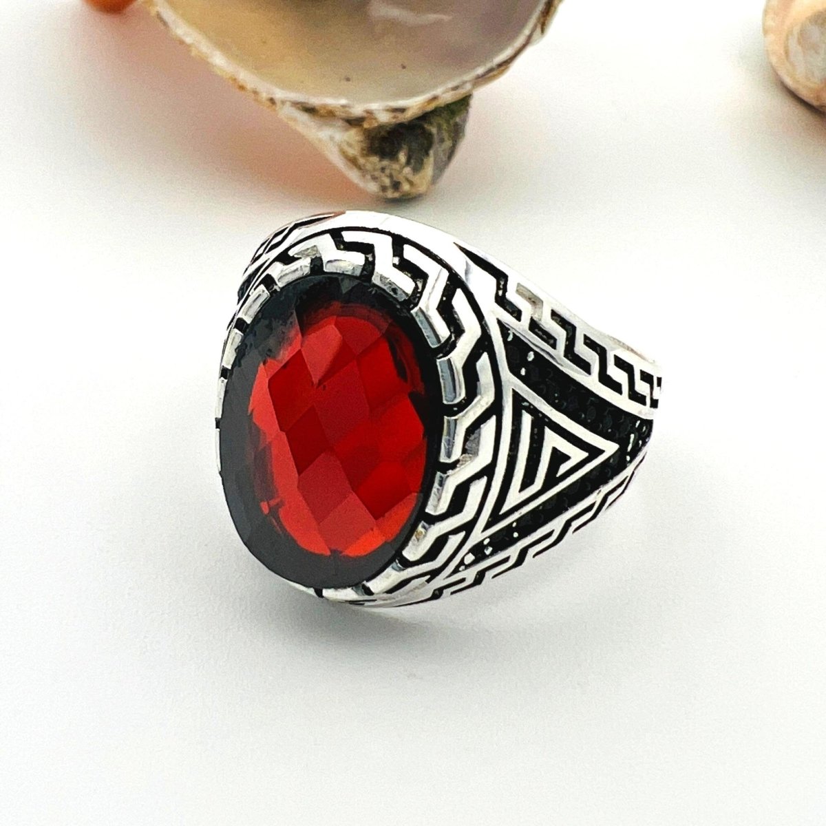 Men's Red Ruby Stone Ring - TryAladdin