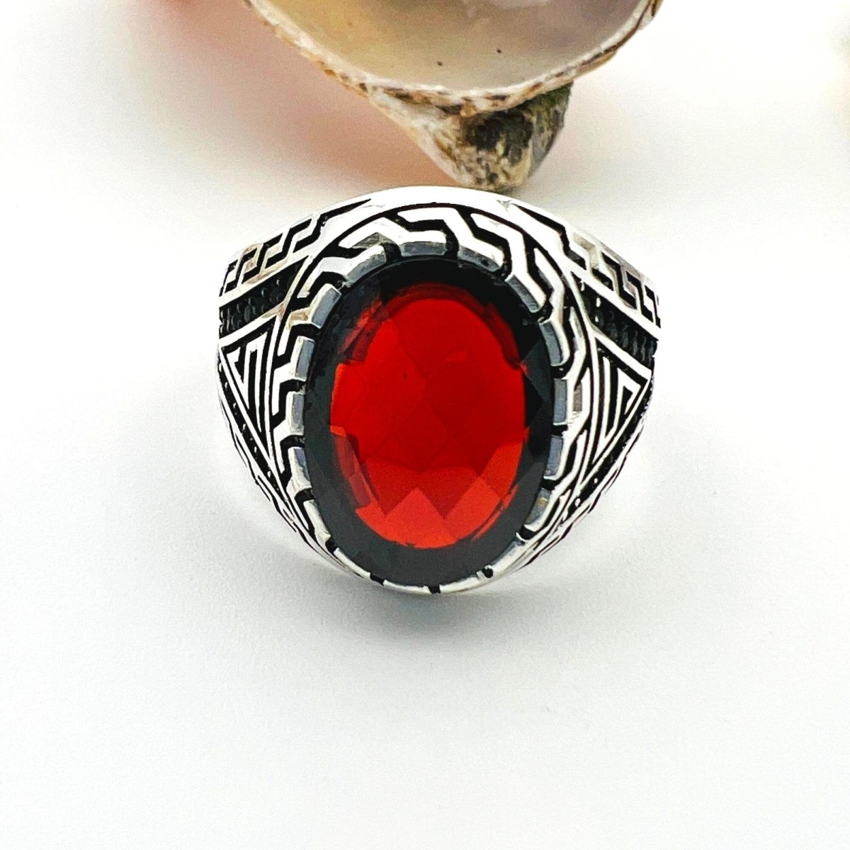 Men's Red Ruby Stone Ring - TryAladdin