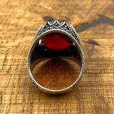 Men's Red Stone Crown Ring - TryAladdin