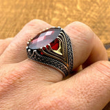 Men's Red Stone Crown Ring - TryAladdin