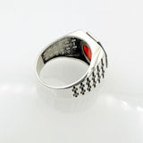 Men's Red Zircon Silver Ring - TryAladdin