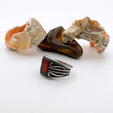 Men's Silver Ring with Square Red Agate - TryAladdin