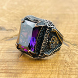 Men’s Square Amethyst Ottoman Ring - TryAladdin