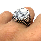 Men's Turquoise Stone Handmade Silver Ring - TryAladdin