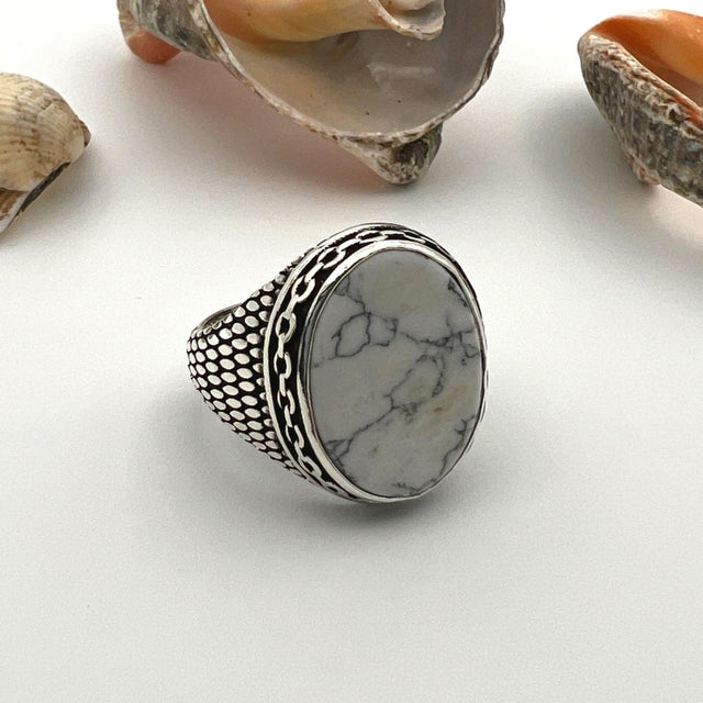 Men's Turquoise Stone Handmade Silver Ring - TryAladdin