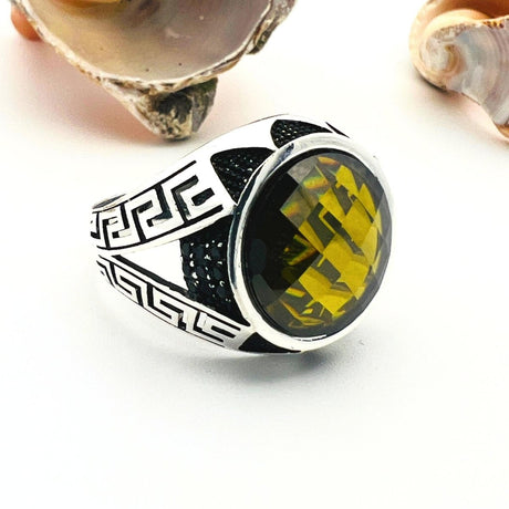 Men's Yellow Zircon Stone Ring - TryAladdin