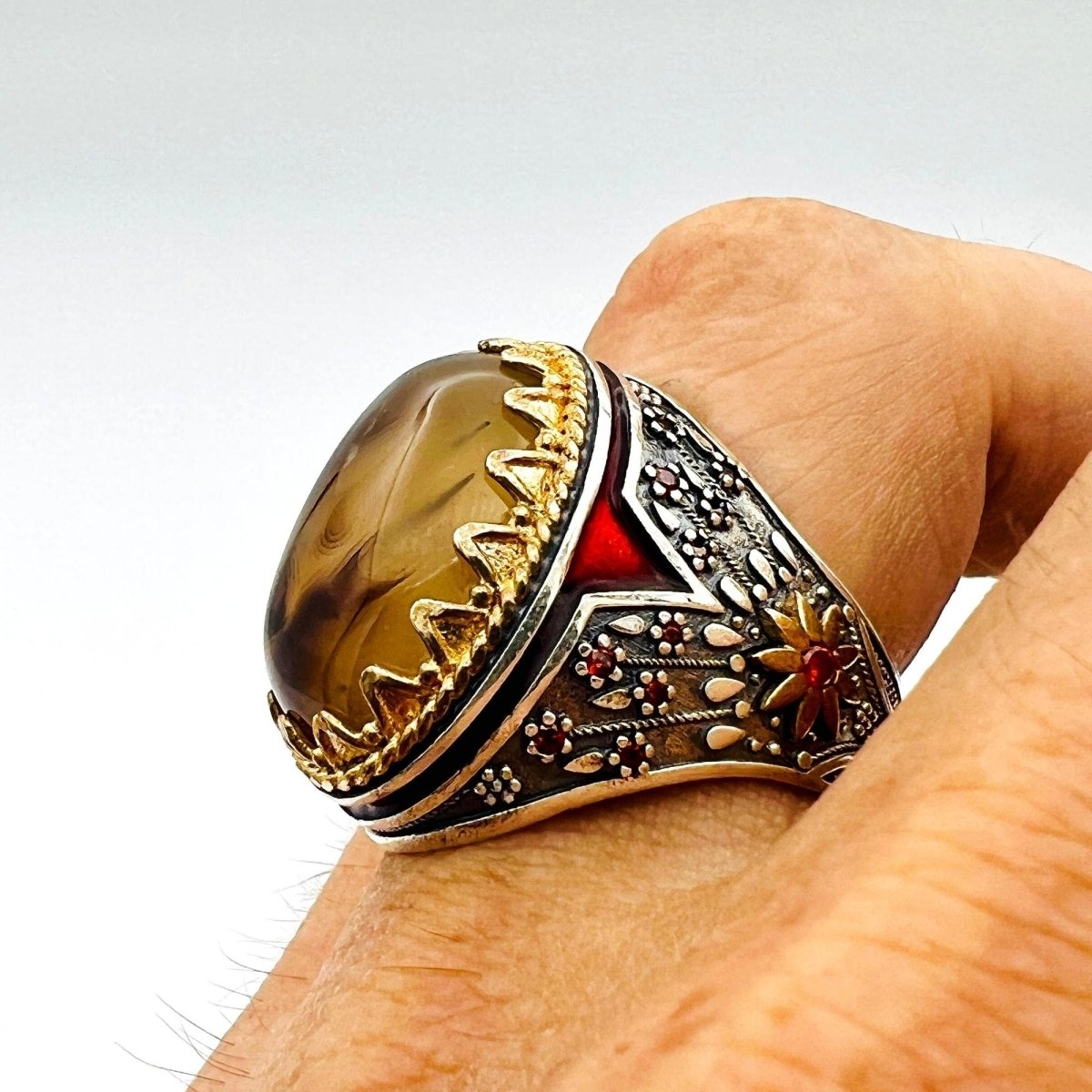 Men’s Yemeni Aqeeq Agate Ring - TryAladdin