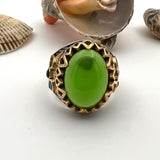 Men's Yemeni Aqeeq Stone Green Agate 925 Sterling Silver Ring - TryAladdin