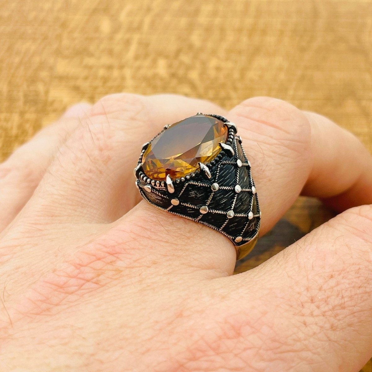 Multi - Color Zultanite Stone Ottoman Men's Ring - TryAladdin