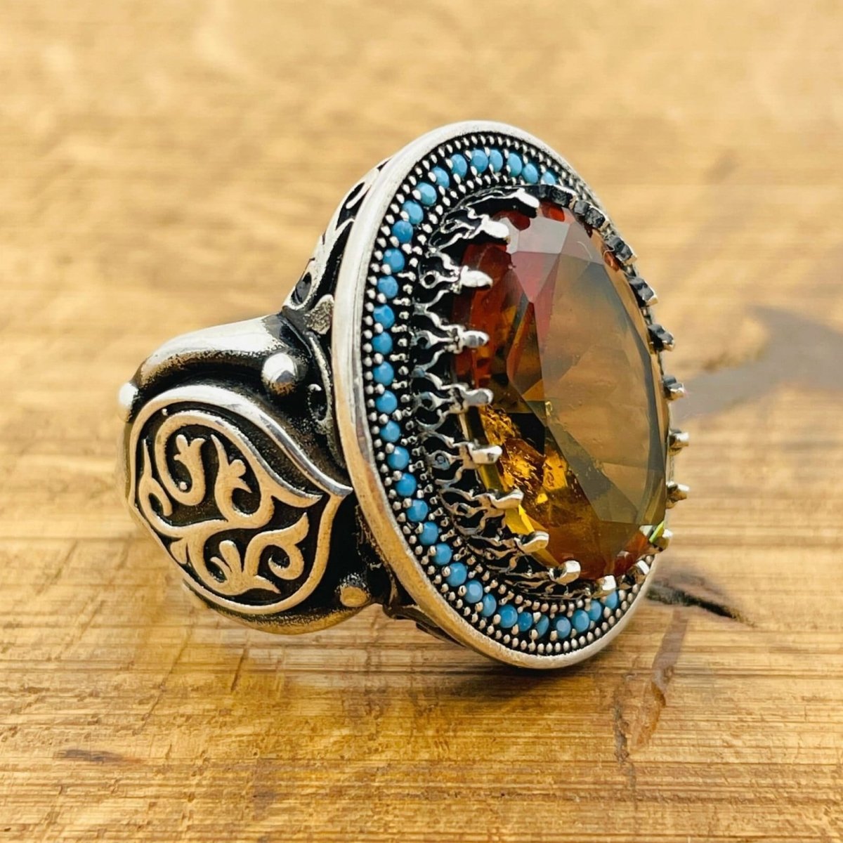 Multi - Color Zultanite Stone Ottoman Men's Ring - TryAladdin