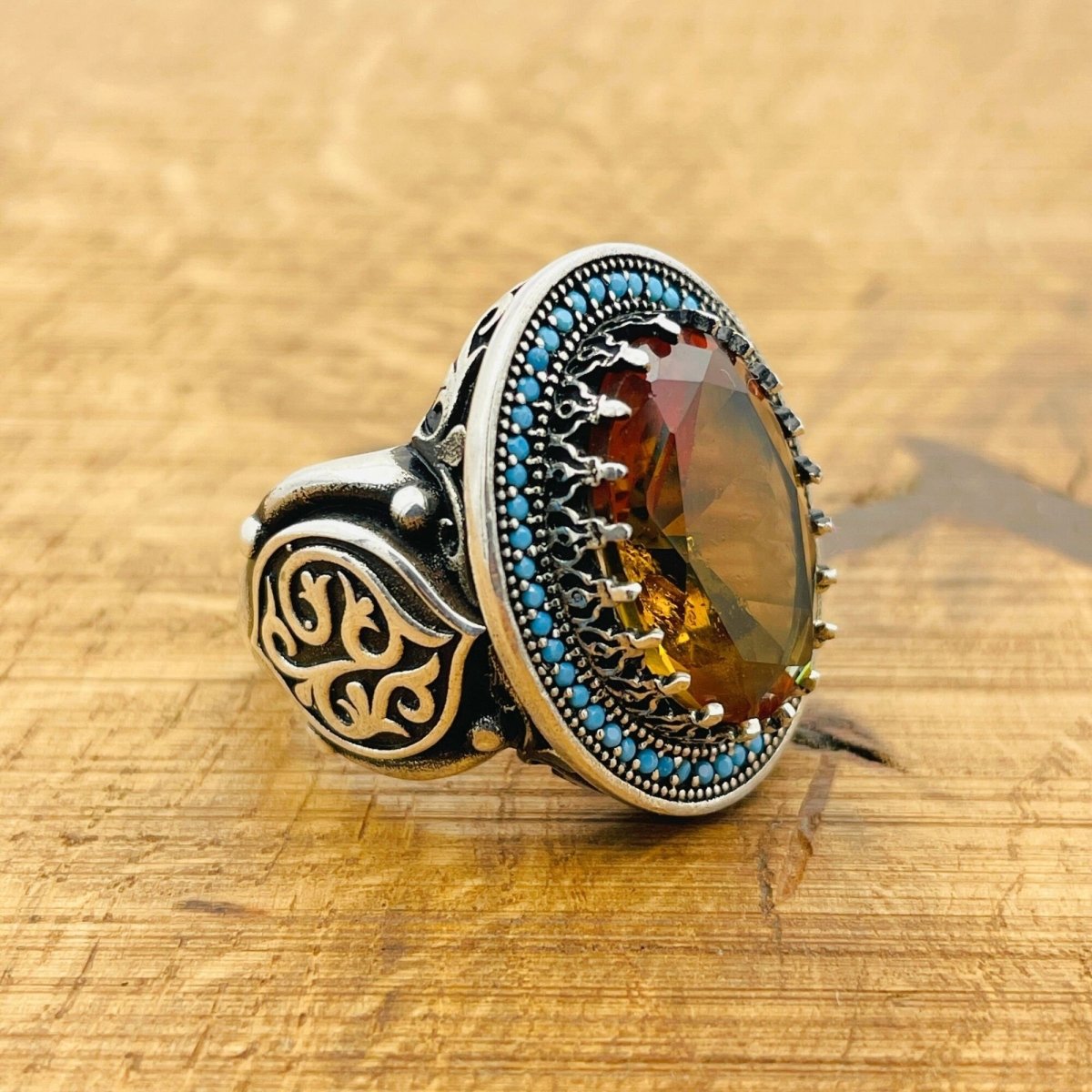 Multi - Color Zultanite Stone Ottoman Men's Ring - TryAladdin