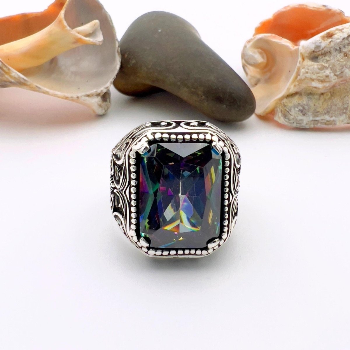 Mystic Topaz Stone Men's Ring - TryAladdin