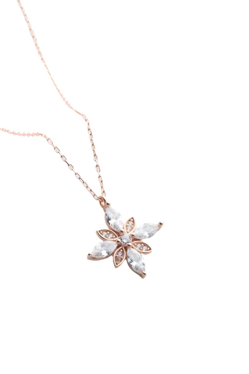 Nereze | Hope Flower Necklace with White Zircon Stones - TryAladdin