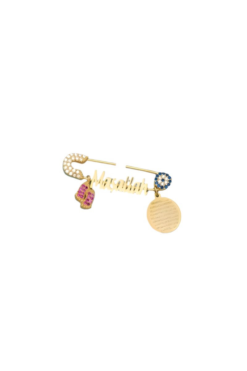 Nereze | Islamic Motivated Mashallah with Nazar Evil Eye Detail Pink Pedicure Baby Pin - TryAladdin