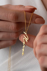 Nereze | Personalized Handwritten Vertical Name Necklace - TryAladdin