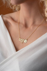 Nereze | Personalized Silver Chamomile Necklace with Branches - TryAladdin