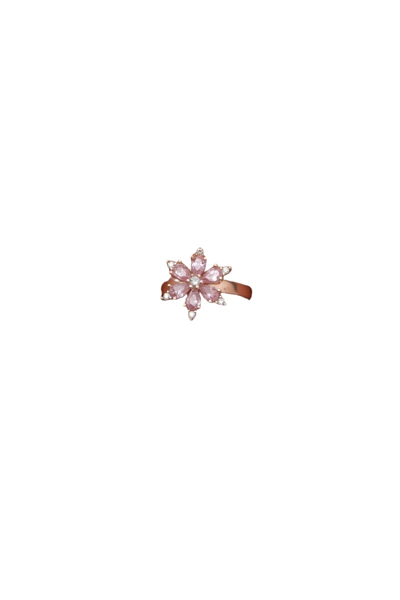 Nereze | Pink Stone Flower Adjustable Size Ring - TryAladdin