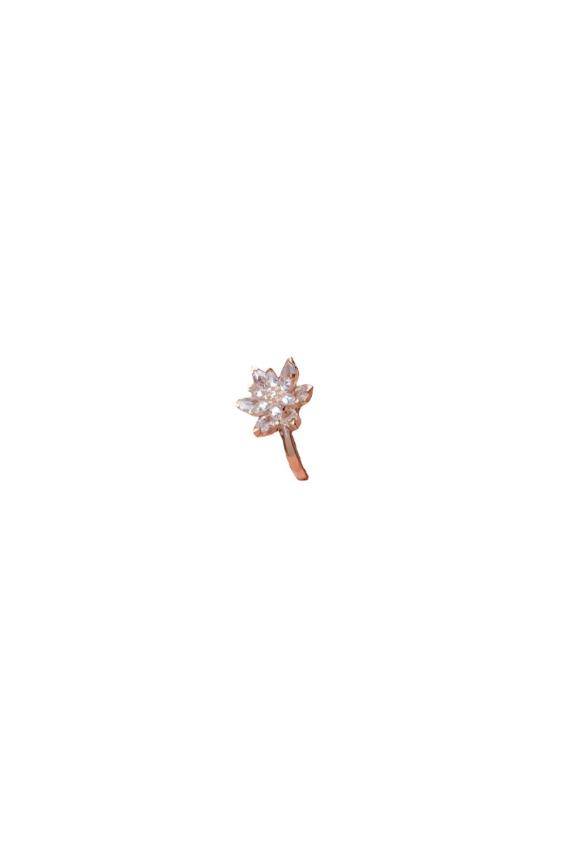 Nereze | White Stone Lotus Flower Adjustable Size Ring - TryAladdin