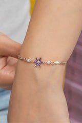 Nereze | Lotus Flower Bracelet with Purple Stone - TryAladdin