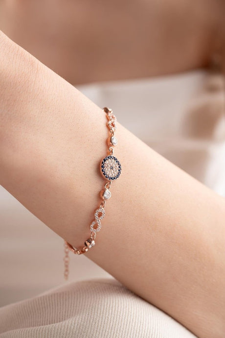 Nereze | Rose Double Infinity Nazar Model Bracelet - TryAladdin