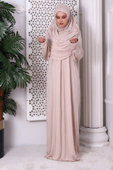 One Piece Practical Prayer Dress with Headscarf and Robe Beige - TryAladdin