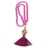 Pearl Tasbih with Tulip Patterned Tassel, 99 Beads - Pink - TryAladdin