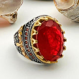 Red Tourmaline Oval Stone Men's Ring - TryAladdin