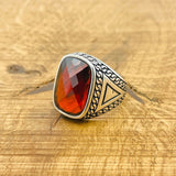 Red Zircon Silver Ring - TryAladdin