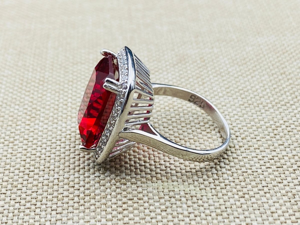 Ruby Stone Ladies Silver Ring - TryAladdin