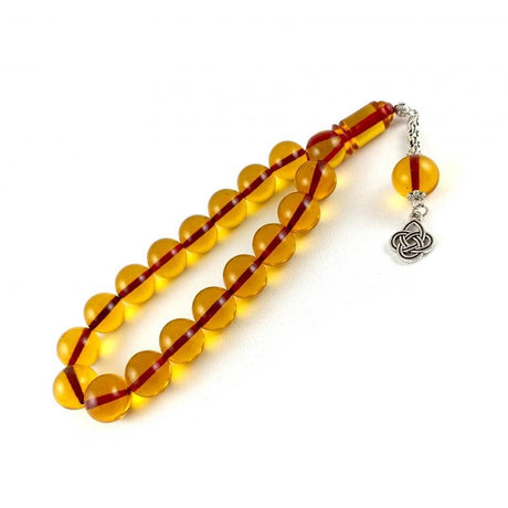 Selderesi | 17 Beads Efe Size (Small Size) Mascot Fire Amber Tasbih with Red and Yellow beads - TryAladdin