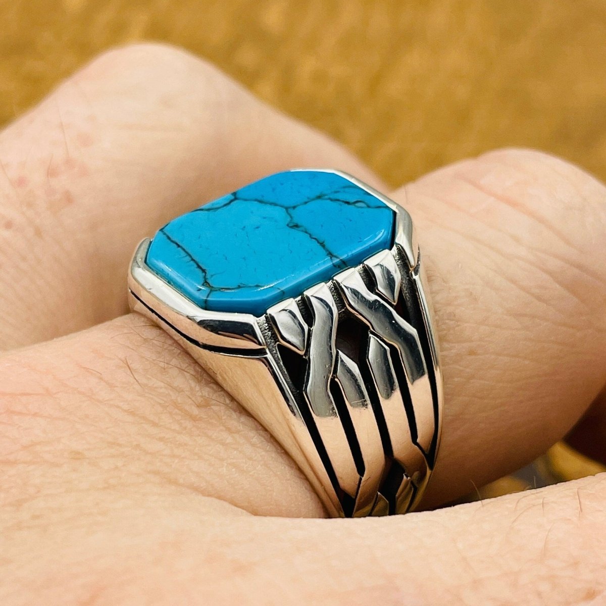 Square Blue Turquoise Ring - TryAladdin