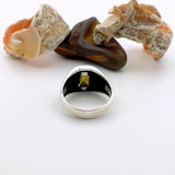 Square Yellow Amber Silver Ring - TryAladdin