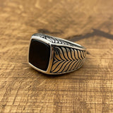 Sterling Silver 925 Handmade Black Onyx Men's Ring - TryAladdin